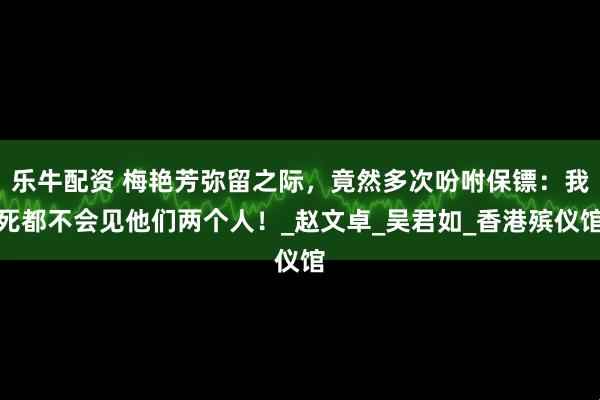 乐牛配资 梅艳芳弥留之际，竟然多次吩咐保镖：我死都不会见他们两个人！_赵文卓_吴君如_香港殡仪馆