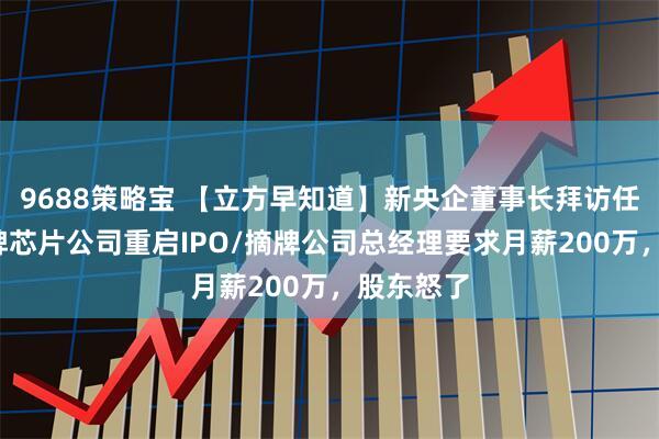 9688策略宝 【立方早知道】新央企董事长拜访任正非/老牌芯片公司重启IPO/摘牌公司总经理要求月薪200万，股东怒了